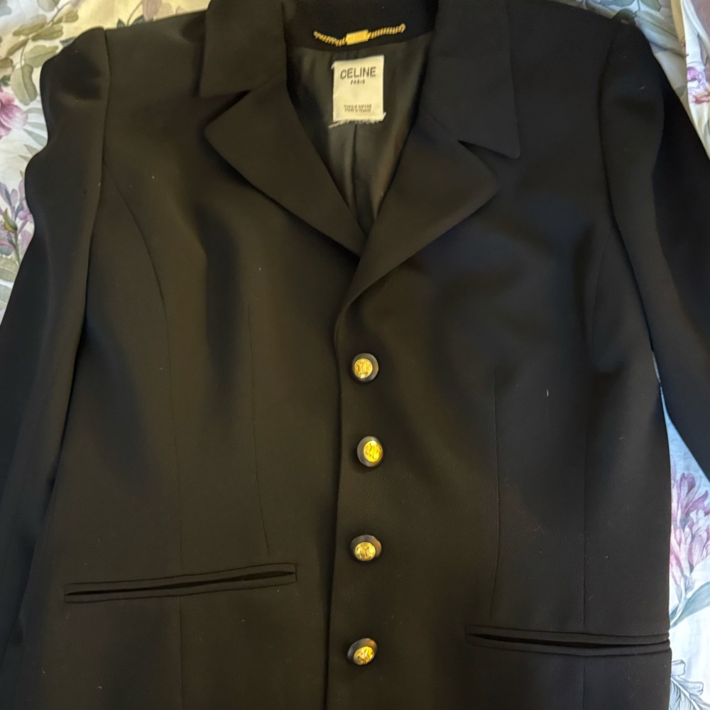 Celine Black Garment with Gold Chain Detail